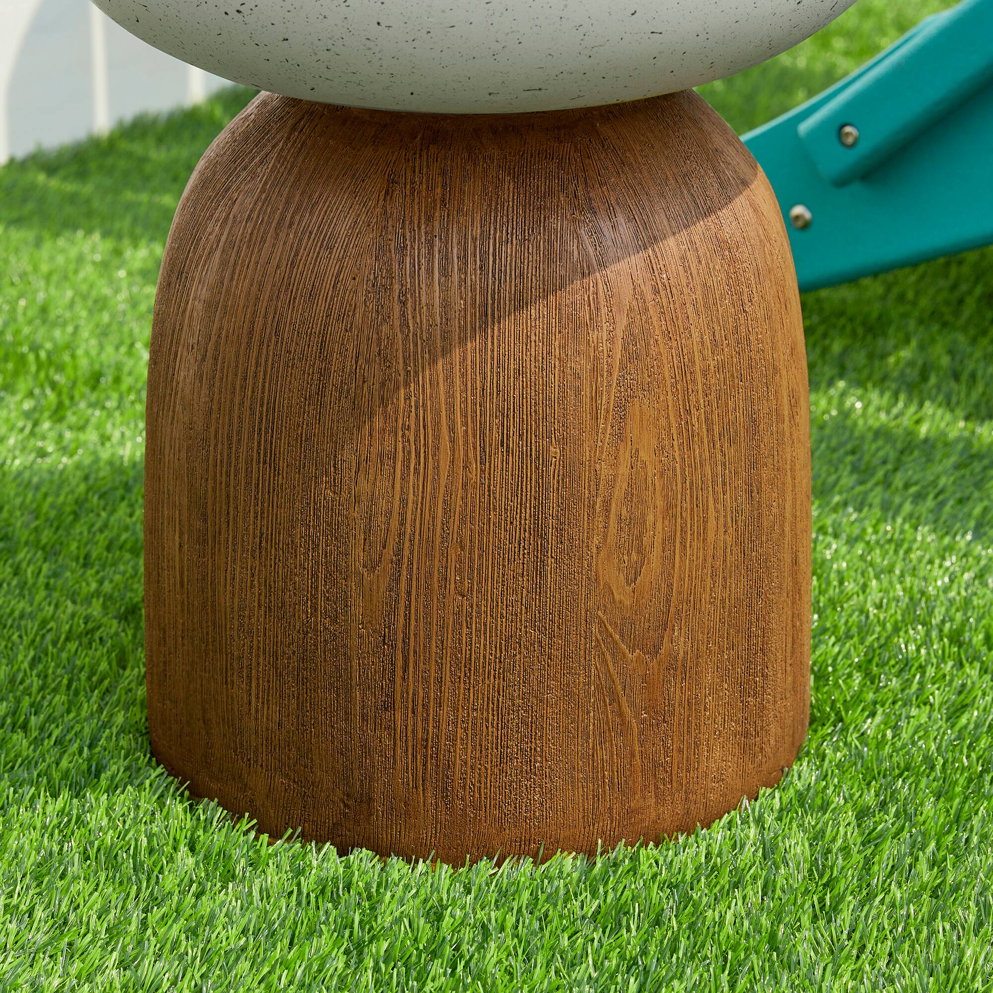 Glitzhome® 17.75" Geometric Faux Terrazzo & Wood Texture Garden Stool